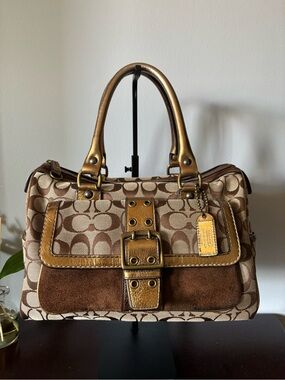Vintage Coach Suede Boston Bag